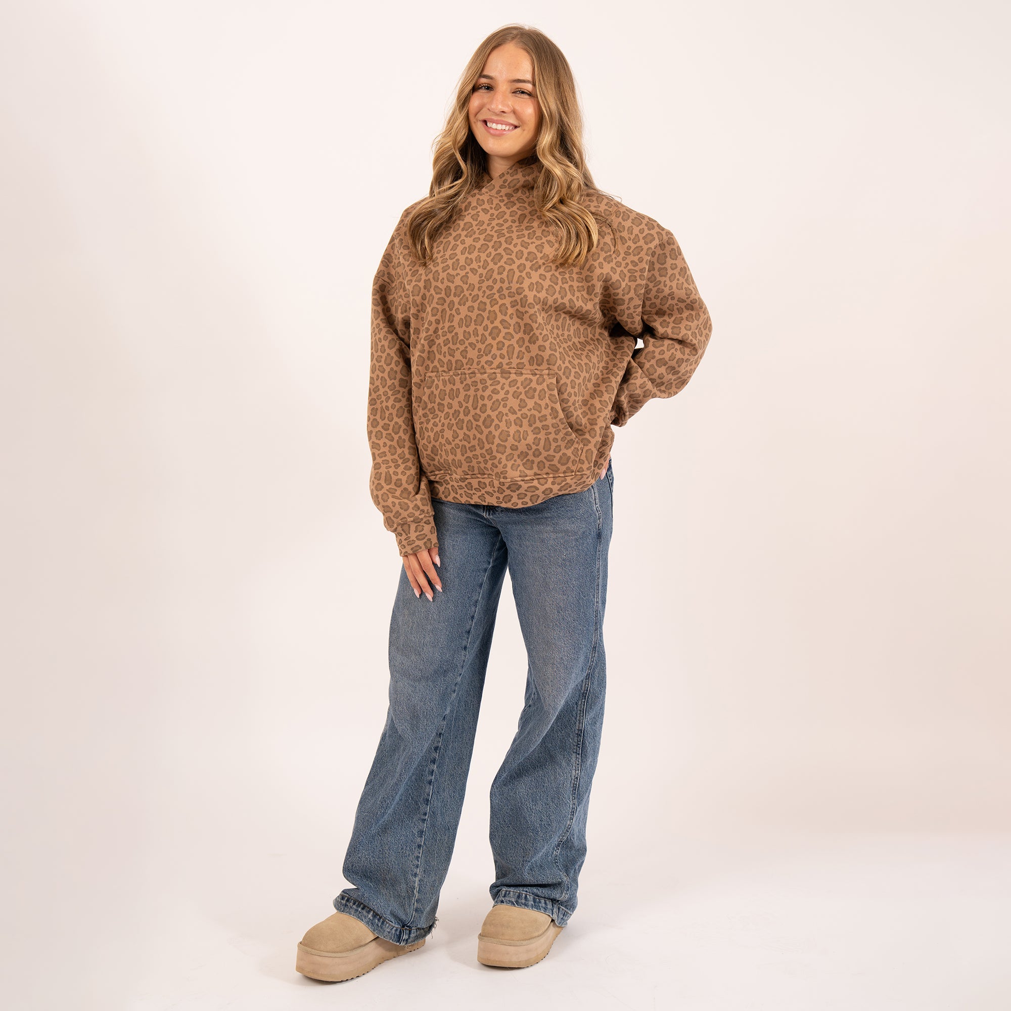 Premium Leopard hoodie with double-lined hood and oversized fit